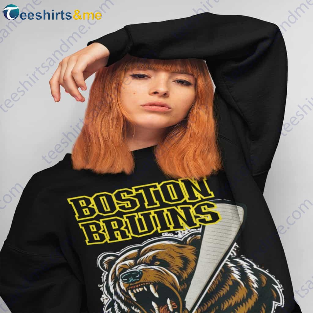 Vintage Boston Bruins Hockey Shirt, Roaring Bear Bruins Fan Shirt
