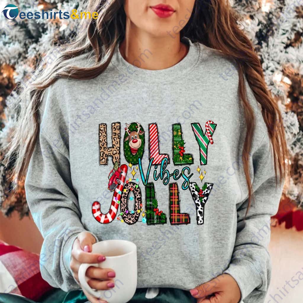 Vintage Holly Jolly Vibes Shirt, Retro Christmas Sweatshirt For Her